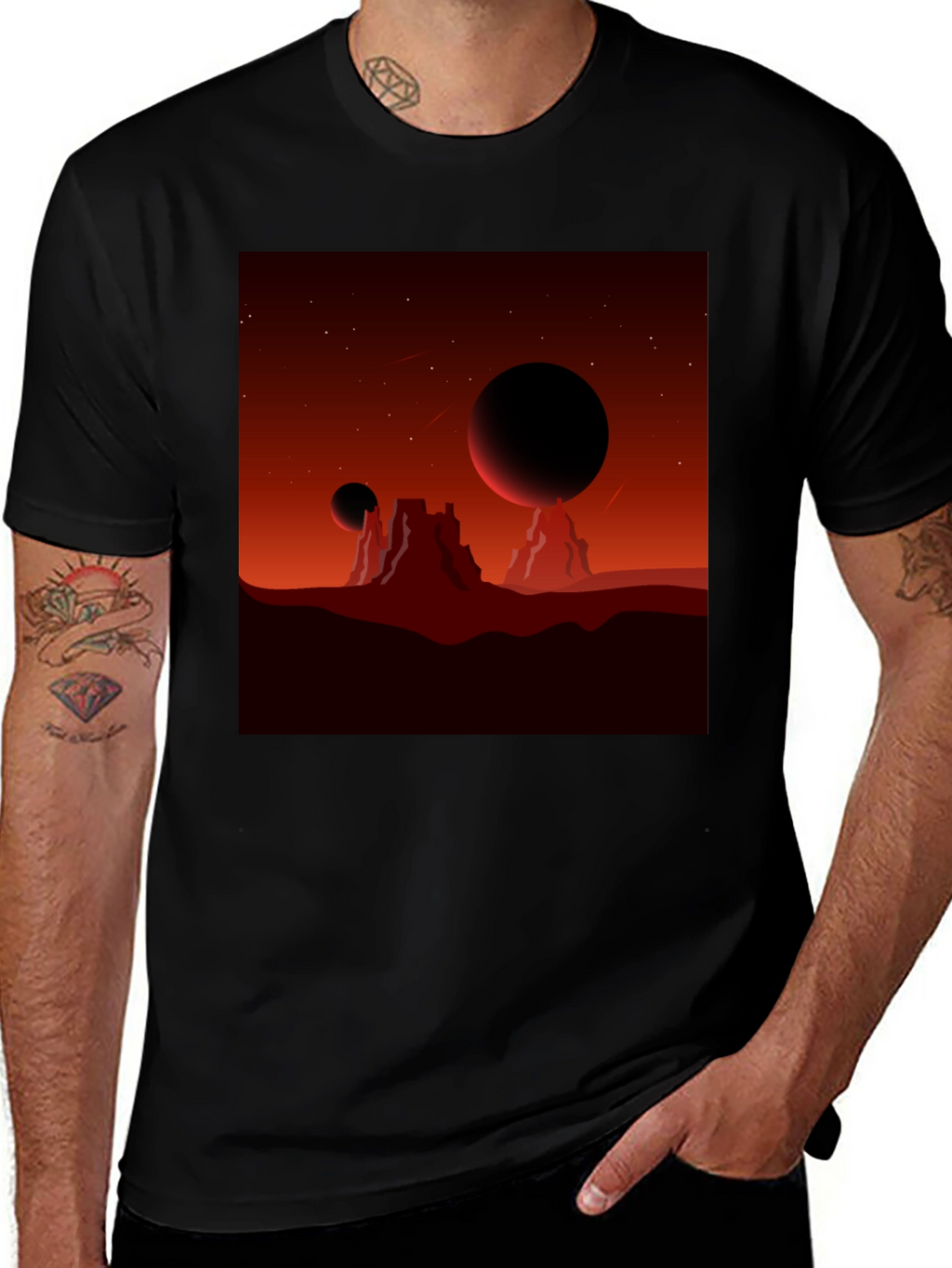 Mars Landscape Graphic Tee - Black T-Shirt