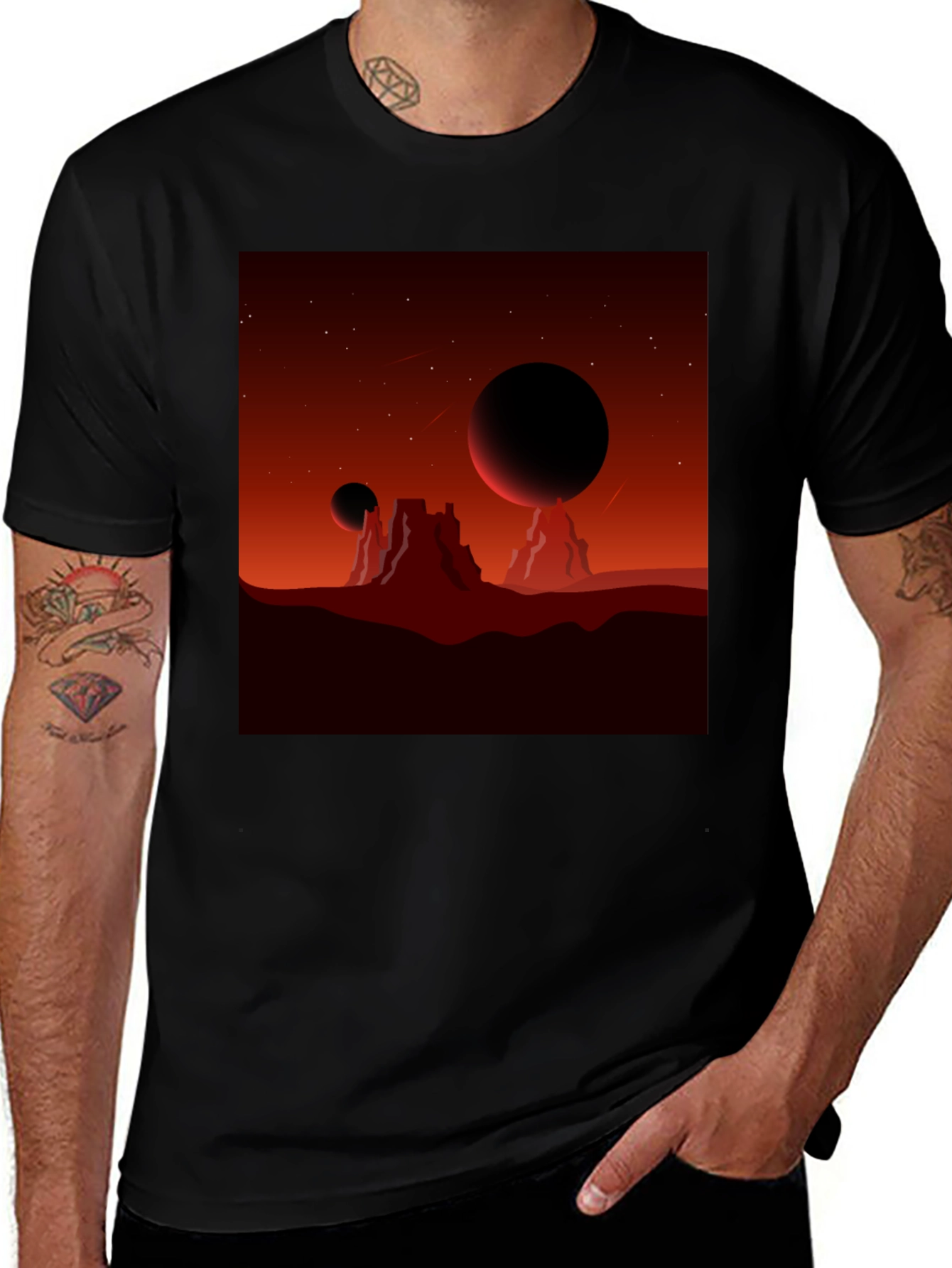 Mars Landscape Graphic Tee - Black T-Shirt