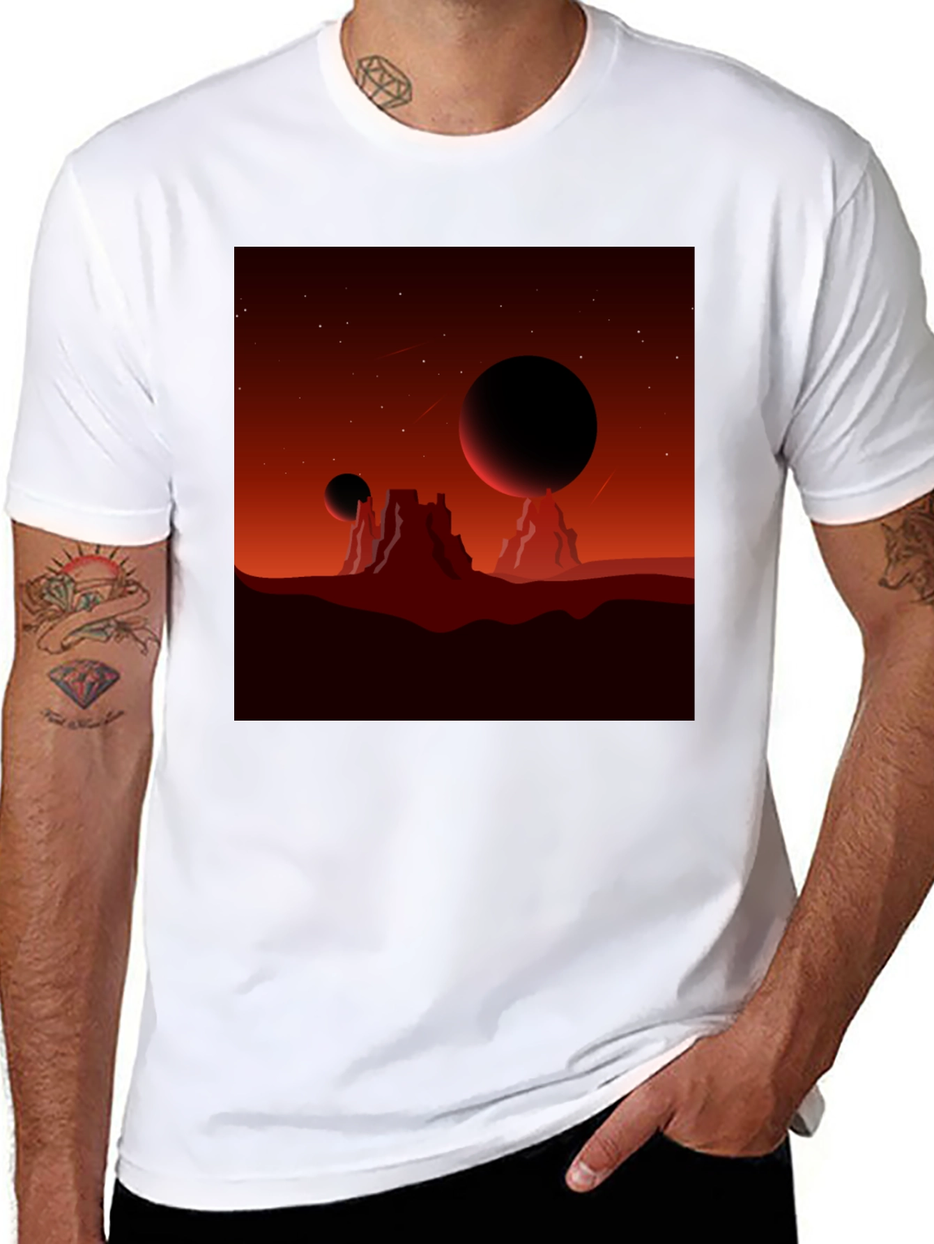 Mars Landscape Graphic Tee - Black T-Shirt
