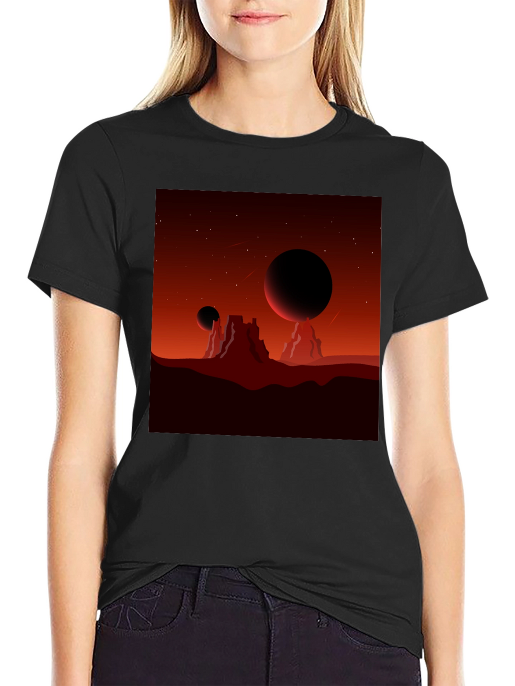 Mars Landscape Graphic Tee - Black T-Shirt