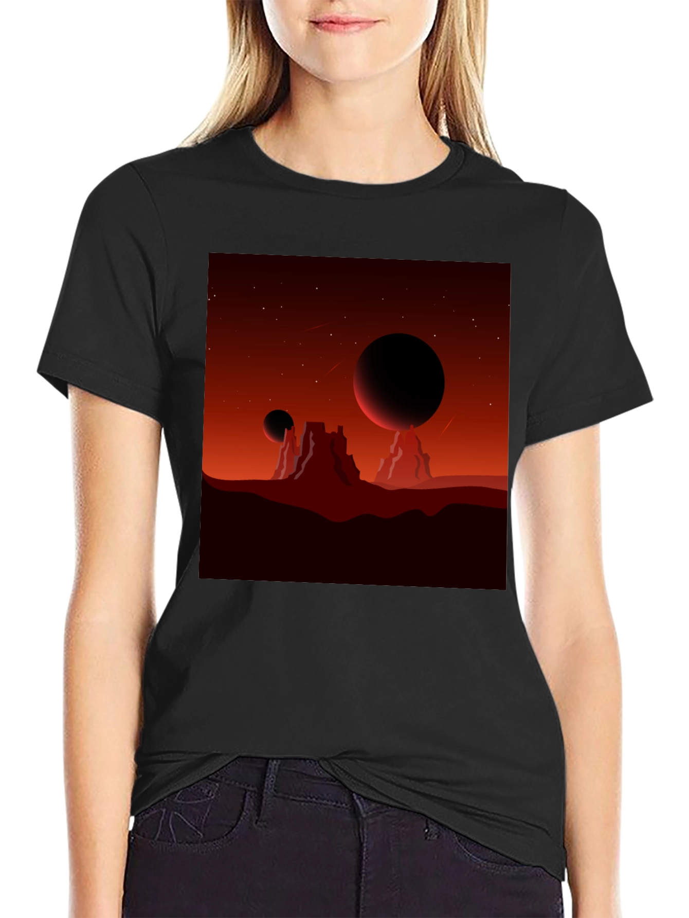 Mars Landscape Graphic Tee - Black T-Shirt