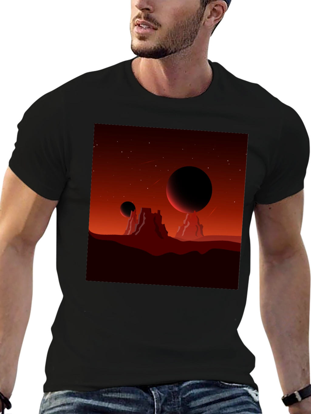 Mars Landscape Graphic Tee - Black T-Shirt