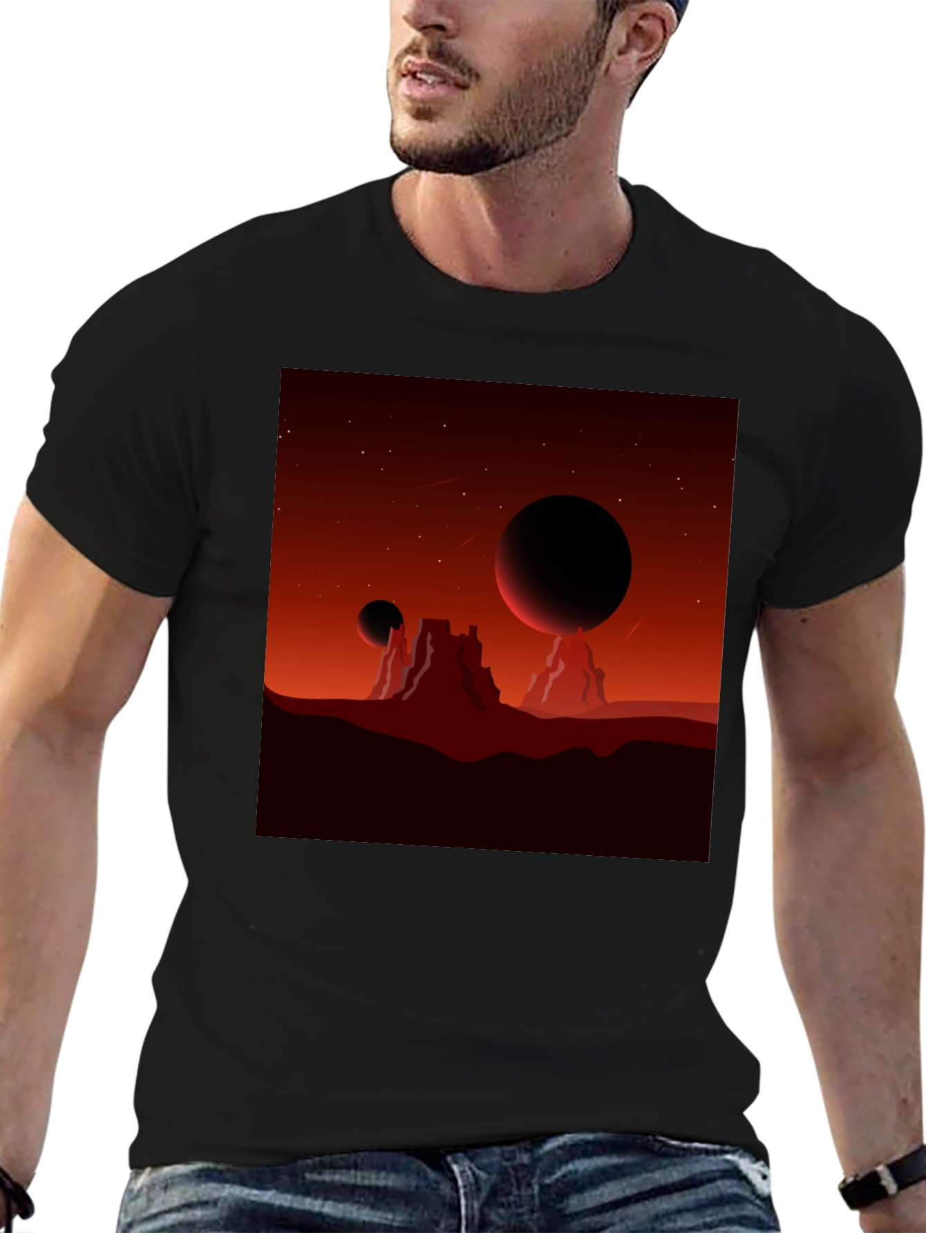 Mars Landscape Graphic Tee - Black T-Shirt