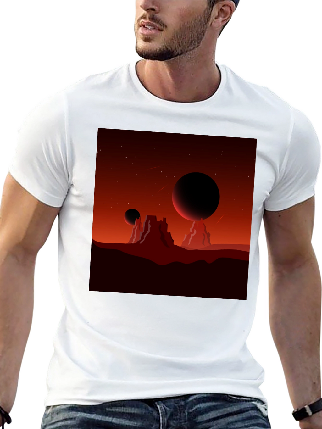 Mars Landscape Graphic Tee - Black T-Shirt