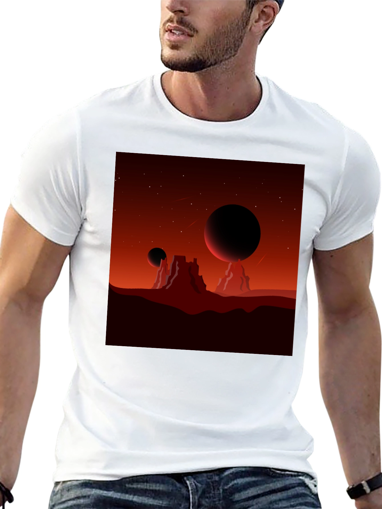 Mars Landscape Graphic Tee - Black T-Shirt