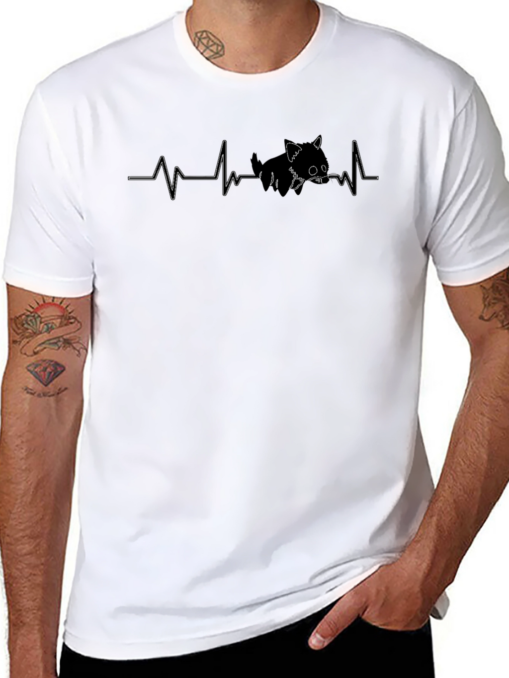 Cat Heartbeat T-Shirt - Cute Graphic Tee