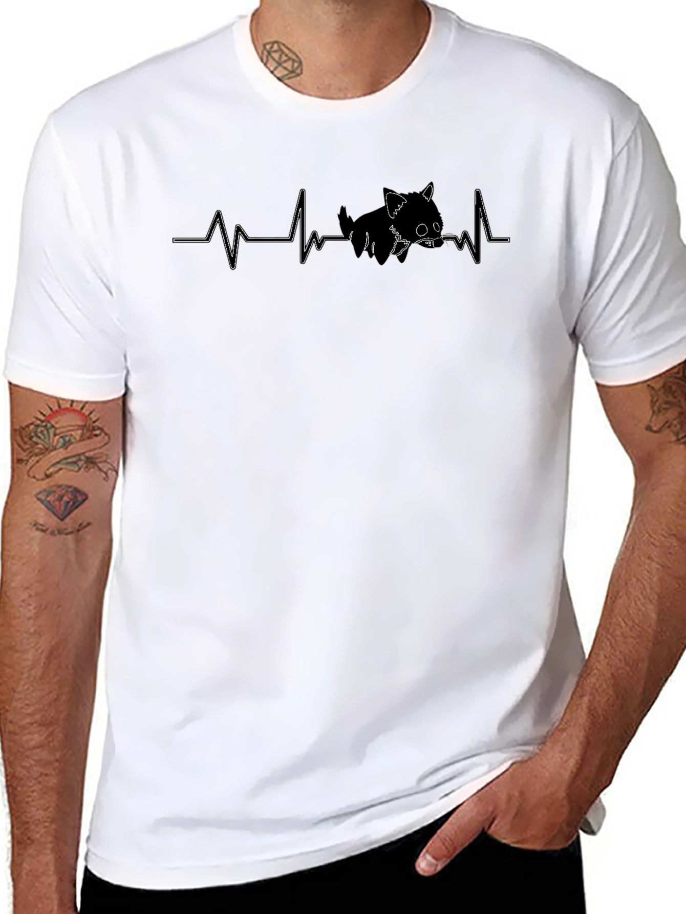 Cat Heartbeat T-Shirt - Cute Graphic Tee