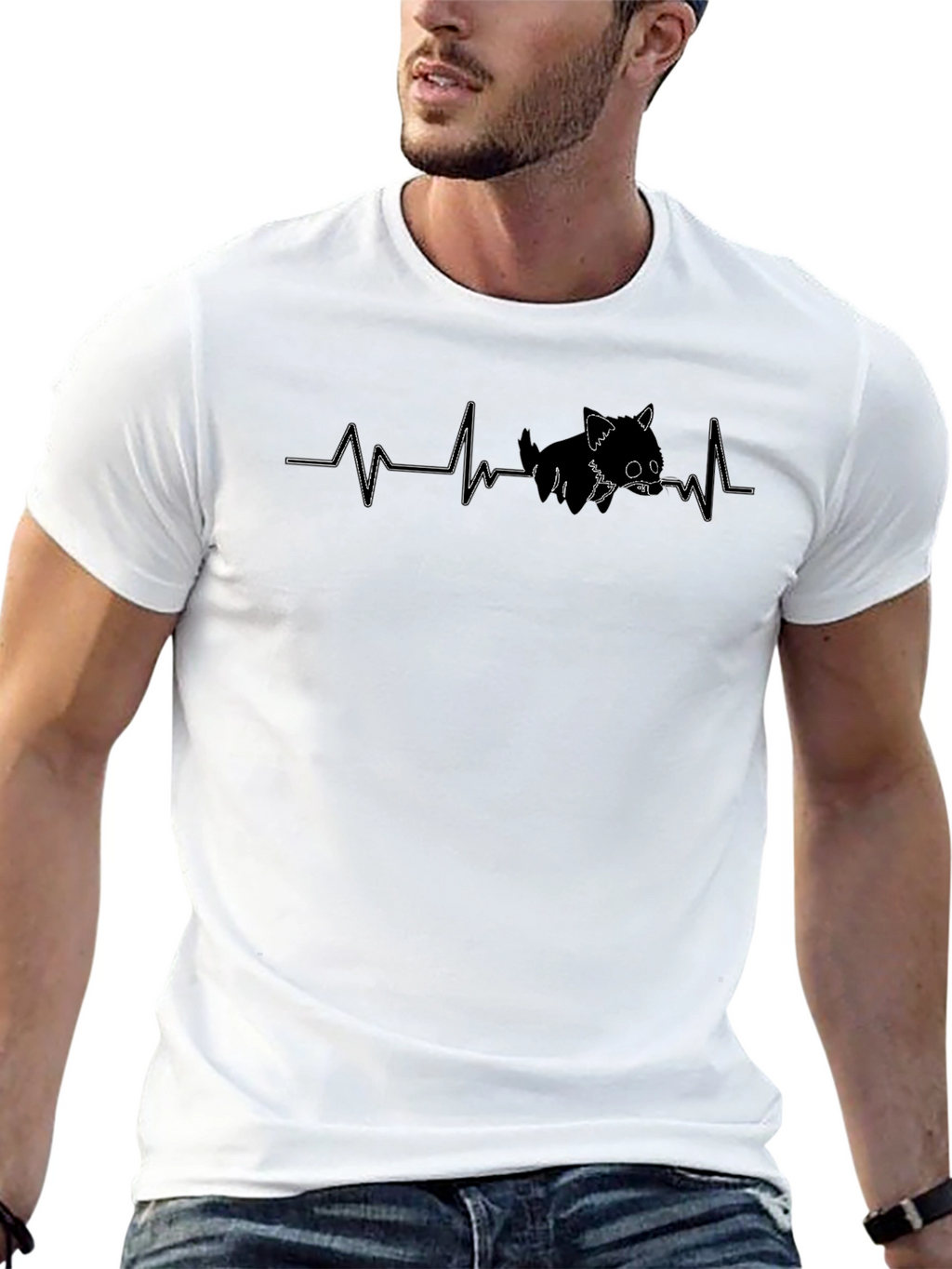 Cat Heartbeat T-Shirt - Cute Graphic Tee