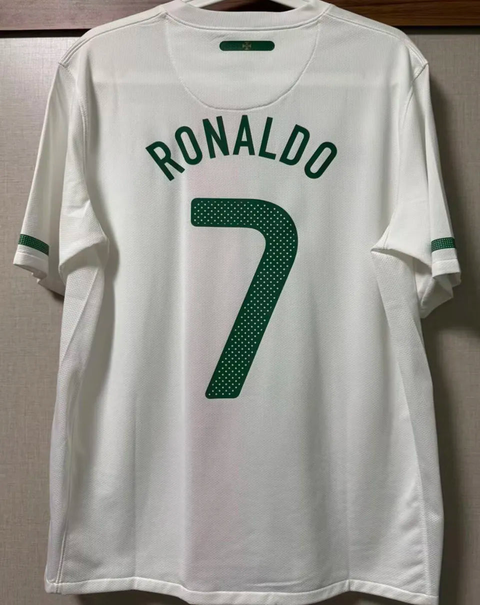 2010 Portugal Away White Retro Soccer Jersey Back