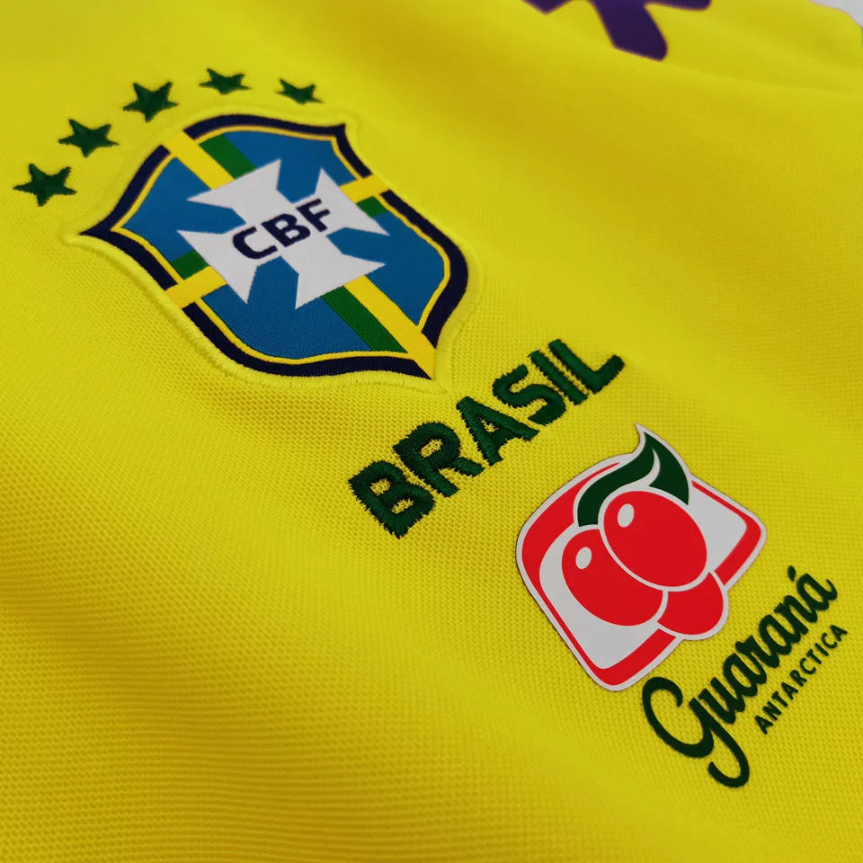 2023 Brazil Yellow Polo Short Jersey Detail 3