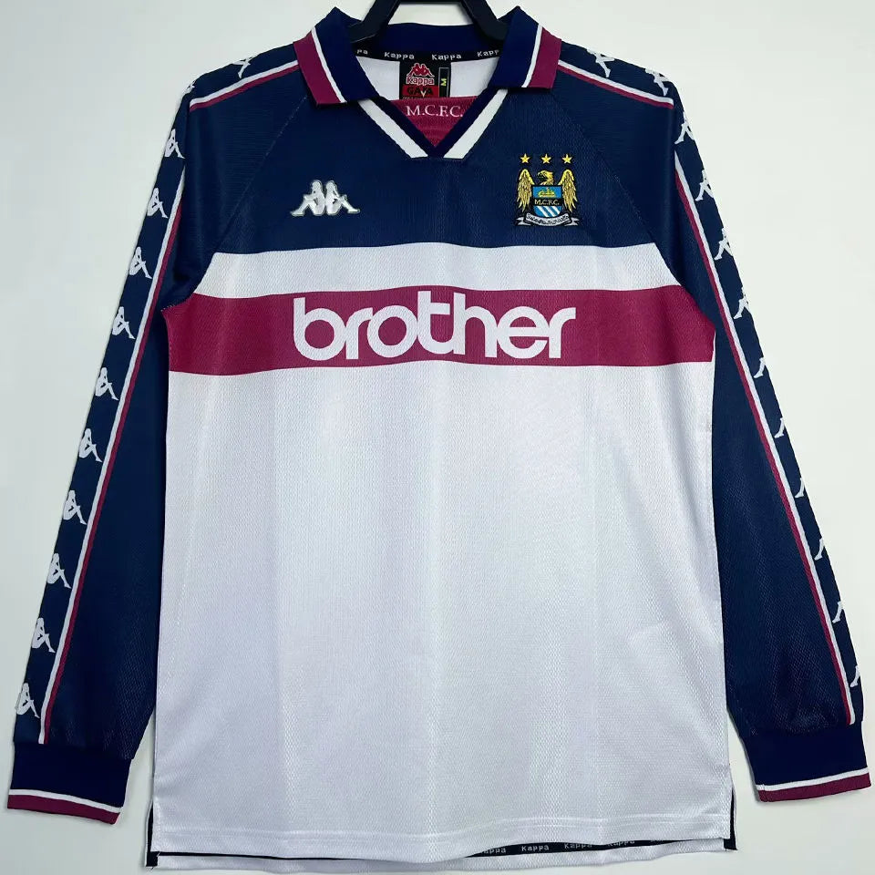 1956 Man City White Red Retro Soccer Jersey Detail 2