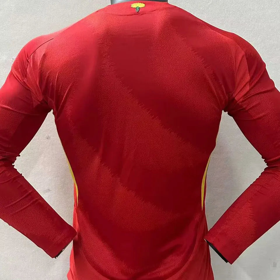2024/25 Spain Home Red Player Version Long Sleeve Jersey Back