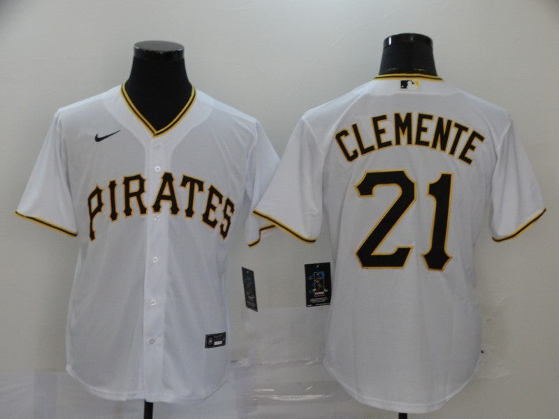 Men's Pittsburgh Pirates Roberto Clemente #21 White Replica Baseball Jerseys