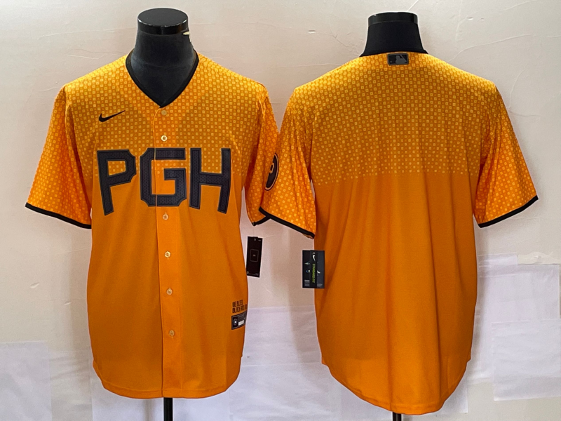 Men's Pittsburgh Pirates Gold 2023 City Connect Replica Blank Jerseys