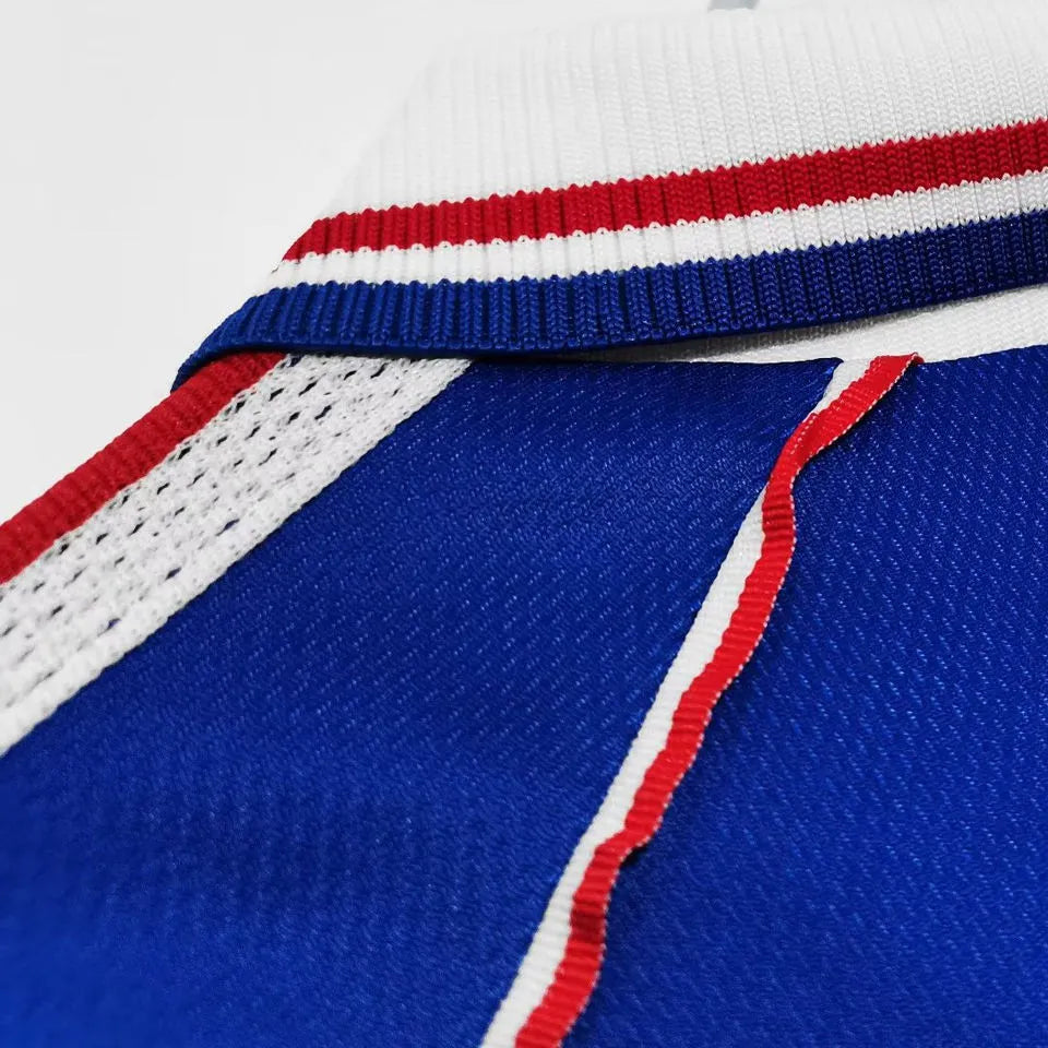 1998 France Home Long Sleeve Retro Soccer Jersey Detail 3