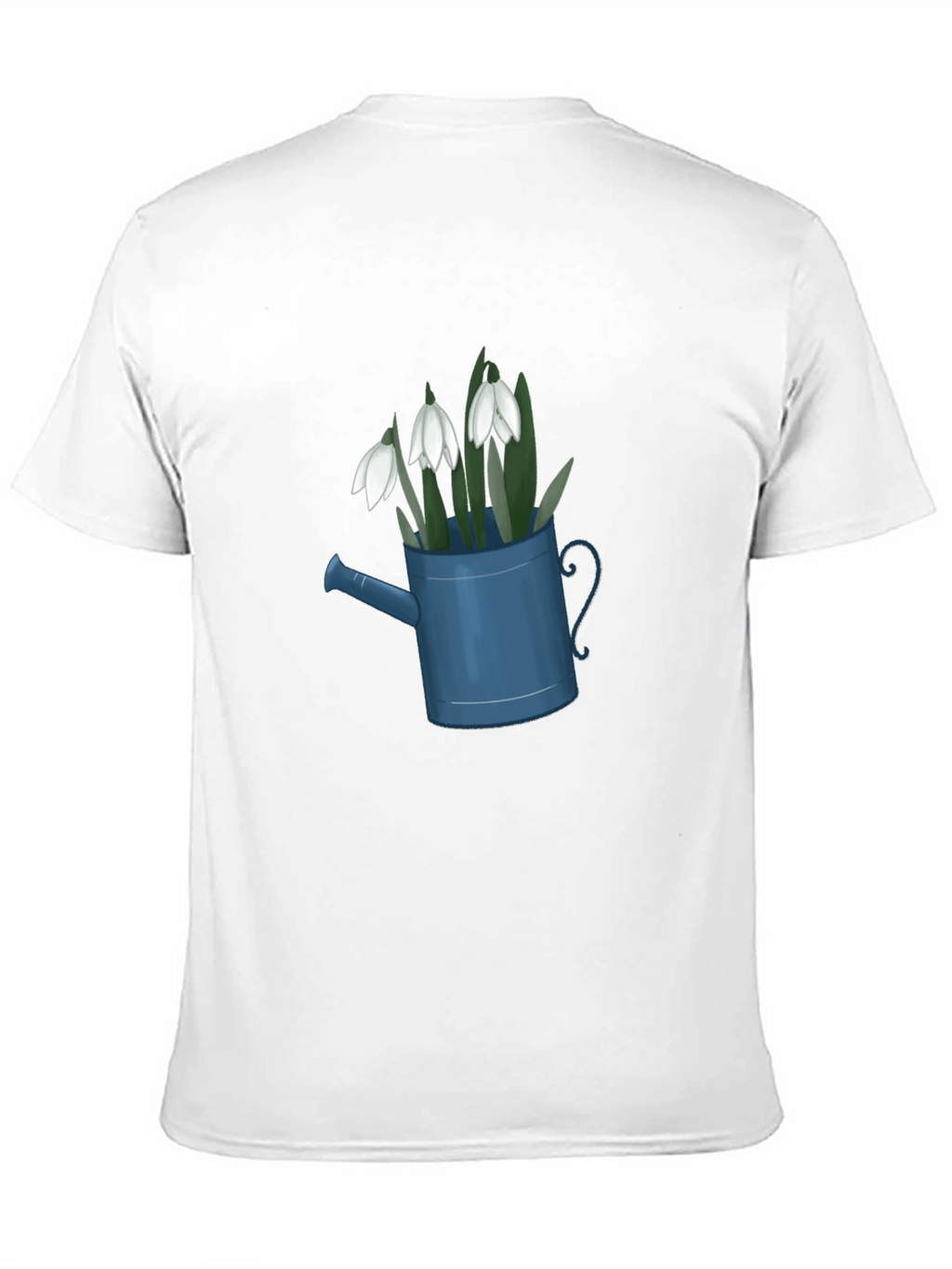 Snowdrop Flowers in Watering Can Black T-Shirt