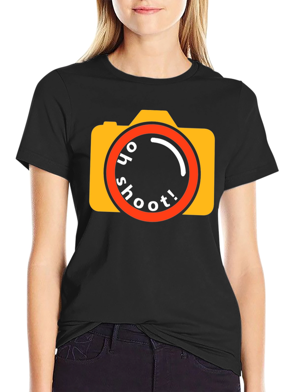 Oh Shoot! Camera Graphic Tee - Black Cotton T-Shirt