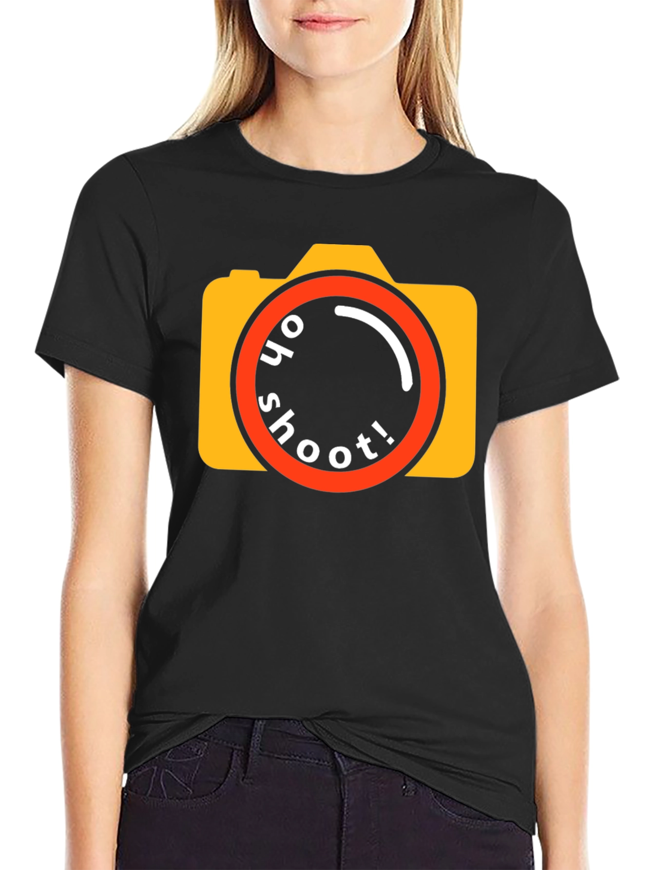 Oh Shoot! Camera Graphic Tee - Black Cotton T-Shirt