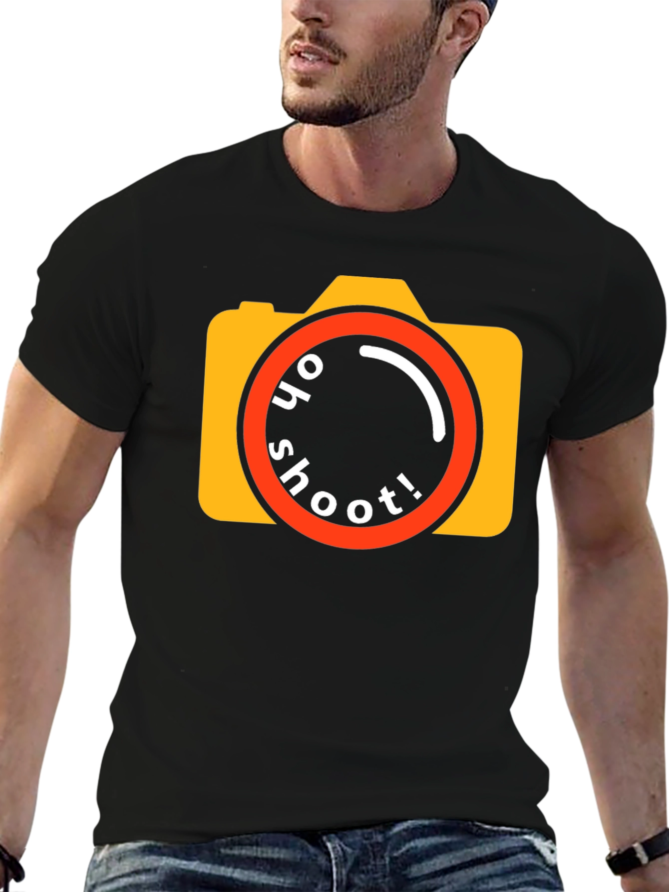Oh Shoot! Camera Graphic Tee - Black Cotton T-Shirt