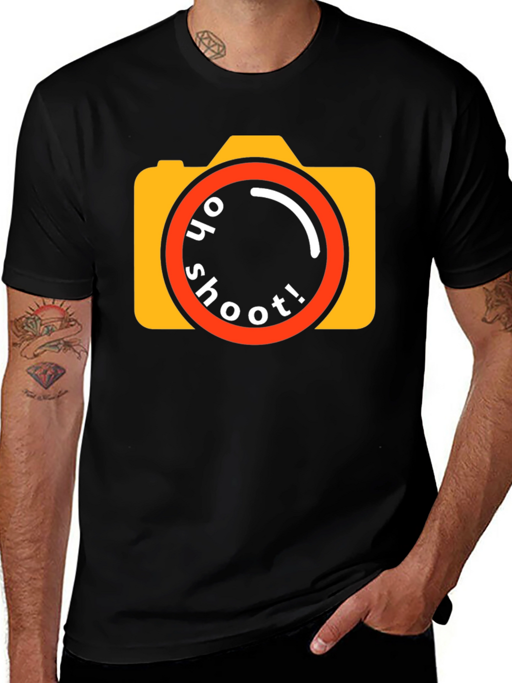 Oh Shoot! Camera Graphic Tee - Black Cotton T-Shirt