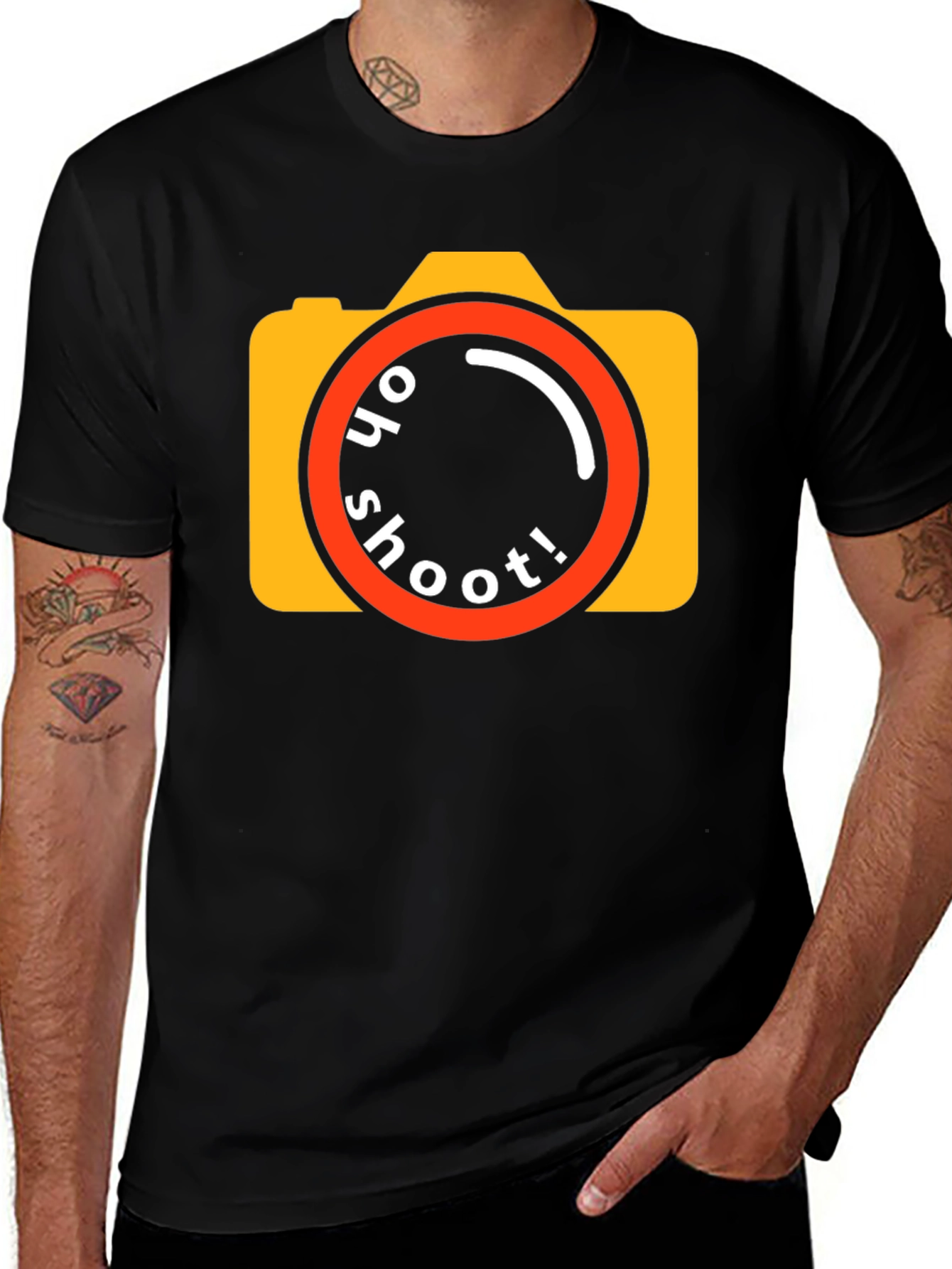 Oh Shoot! Camera Graphic Tee - Black Cotton T-Shirt