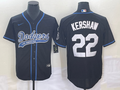 Men's Los Angeles Dodgers Clayton Kershaw #22 Black Player Jerseys Joint Edition