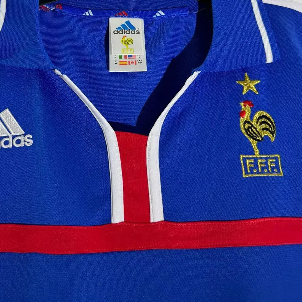 2000 France Home Blue Retro Soccer Jersey Detail 2