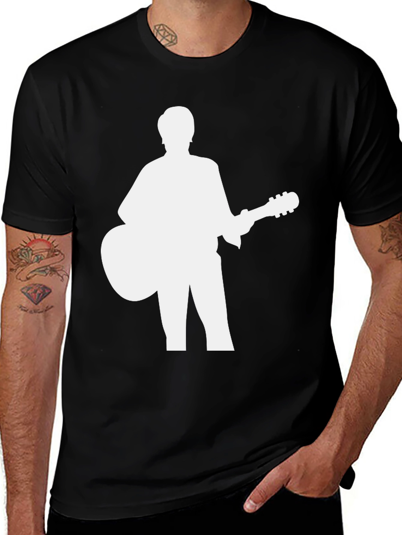 Silhouette Guitar Player Graphic Tee - Black
