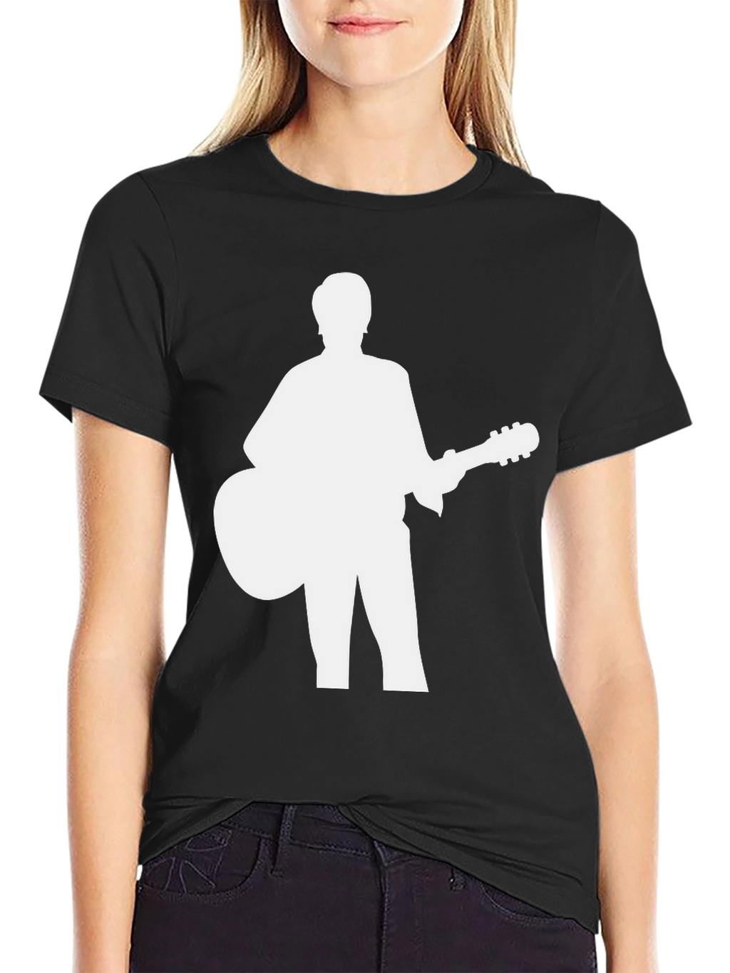 Silhouette Guitar Player Graphic Tee - Black