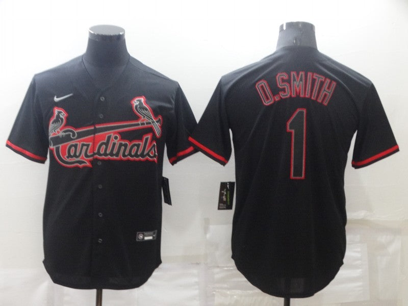 Men's St. Louis Cardinals Ozzie Smith #1 Black Replica Baseball Jerseys