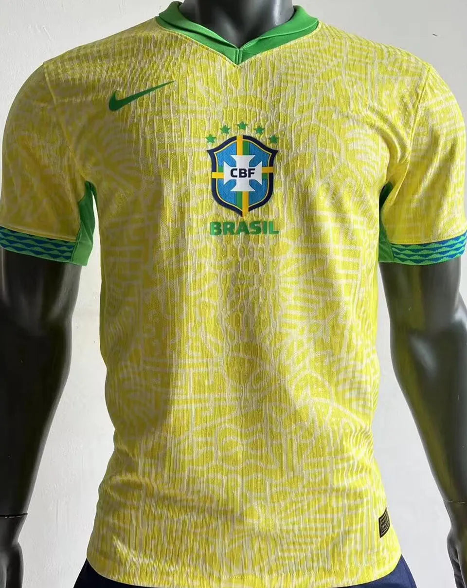 2024/25 Brazil Home Yellow Player Version Jersey Front