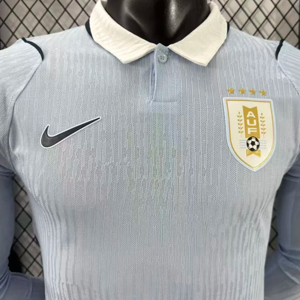 2026/27 Uruguay Home Player Version Long Sleeve Soccer Jersey Detail 2
