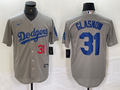 Men's Los Angeles Dodgers Tyler Glasnow #31 Gray Replica Game Jerseys