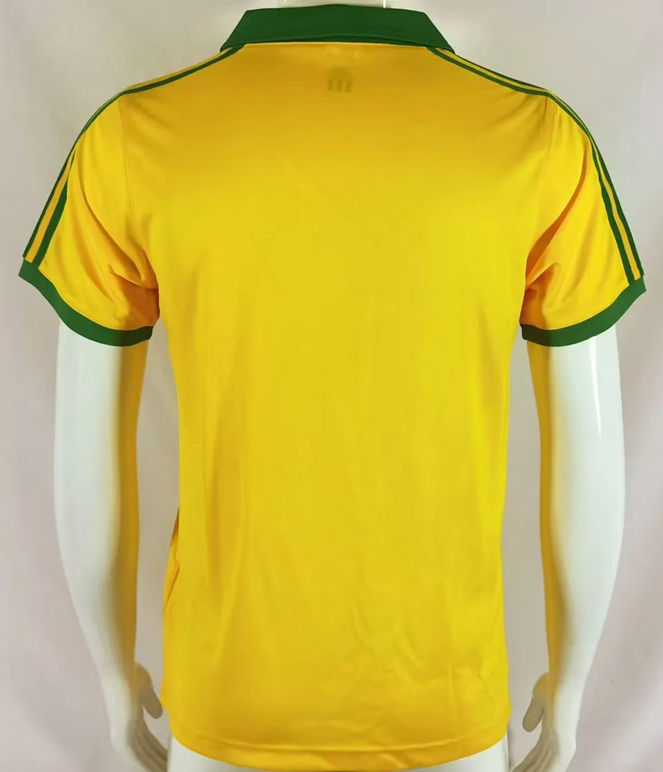 1977 Brazil Home Yellow Retro Soccer Jersey Back