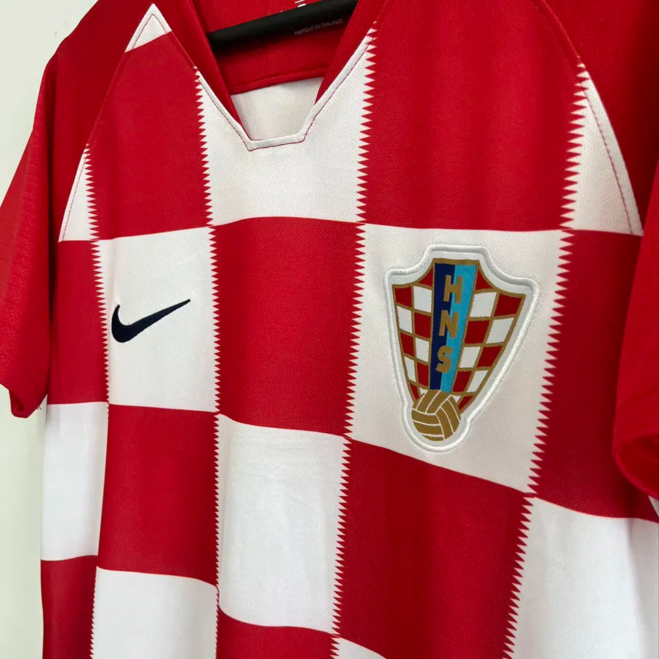 2018 Croatia Home Red White Retro Soccer Jersey Detail 1