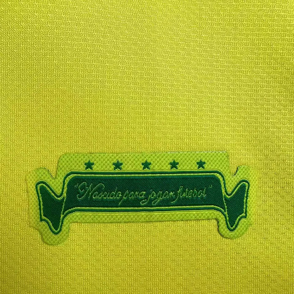 2006 Brazil Home Yellow Retro Long Sleeve Soccer Jersey Detail 3