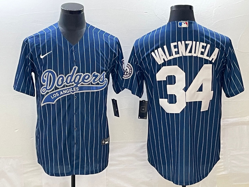 Men's Los Angeles Dodgers Fernando Valenzuela #34 Blue Player Jerseys Joint Edition