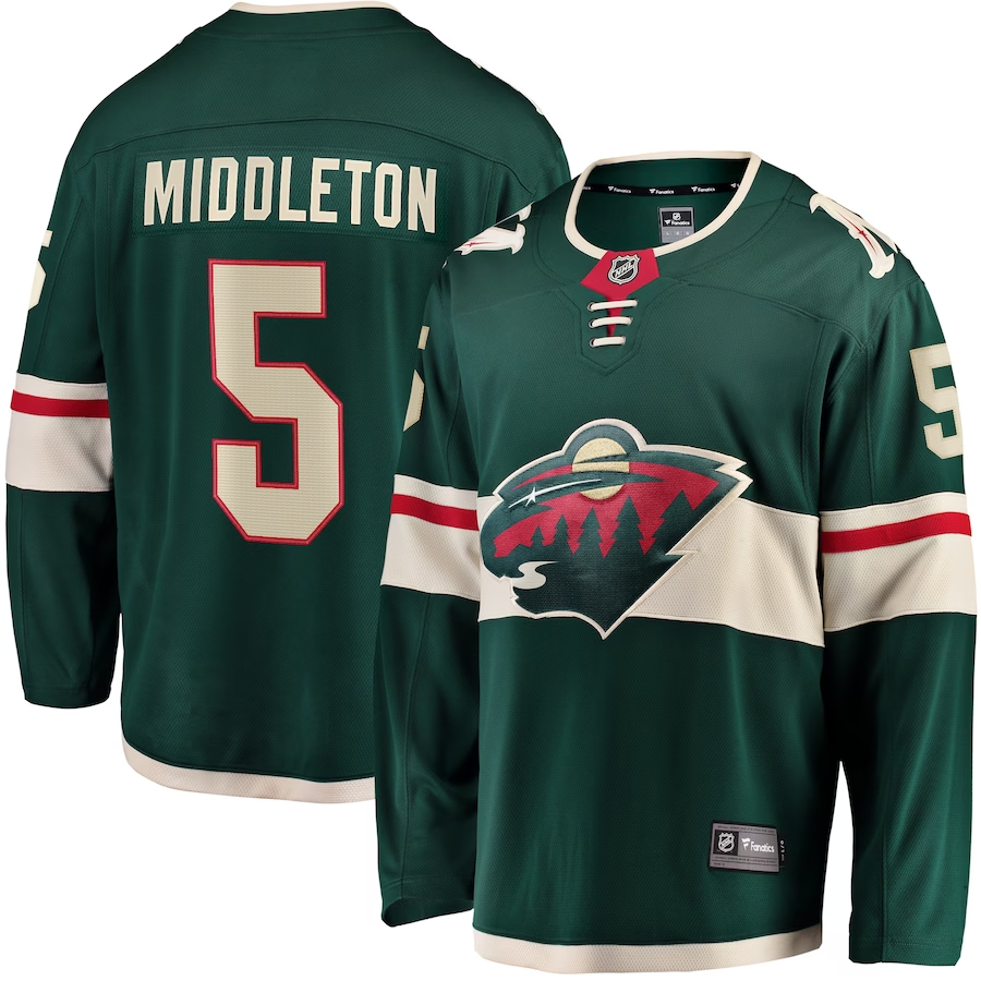 Men's Minnesota Wild Jake Middleton #5 Green Home Breakaway Player Jerseys
