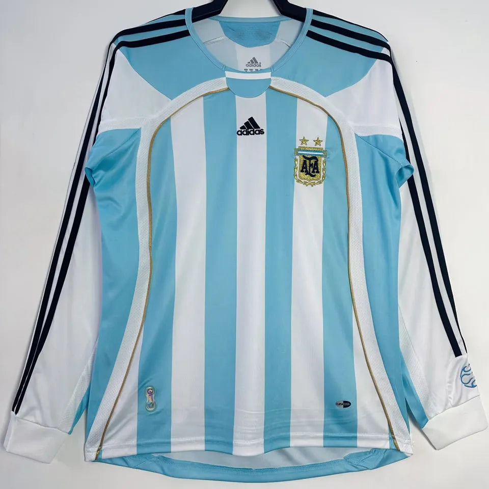 2006 Argentina Home Retro Long Sleeve Soccer Jersey Front