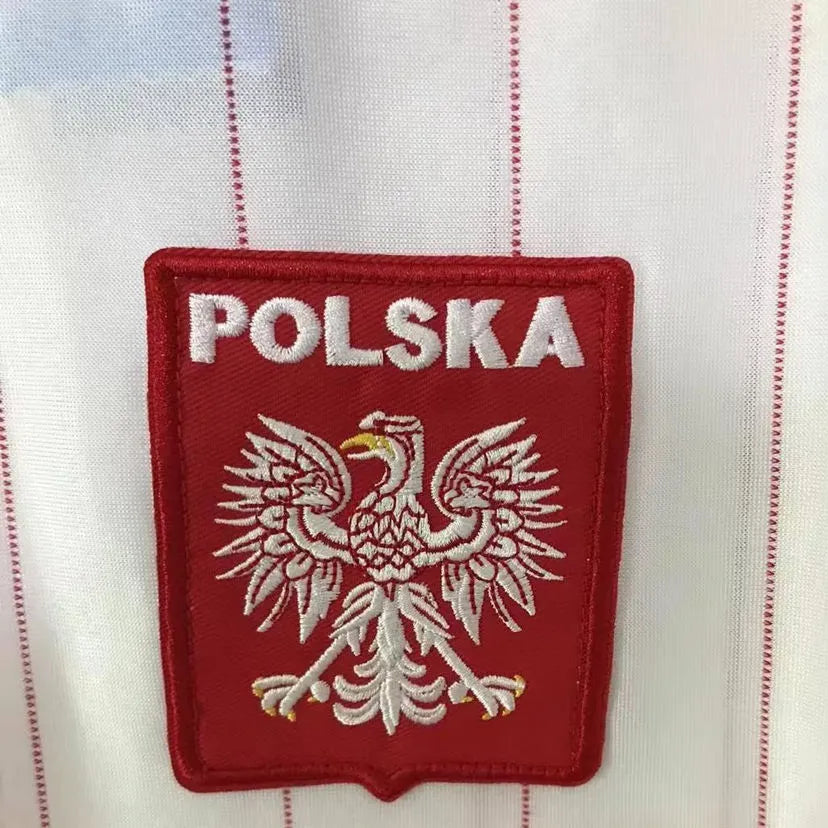 1982 Poland Home White Retro Soccer Jersey Detail 2