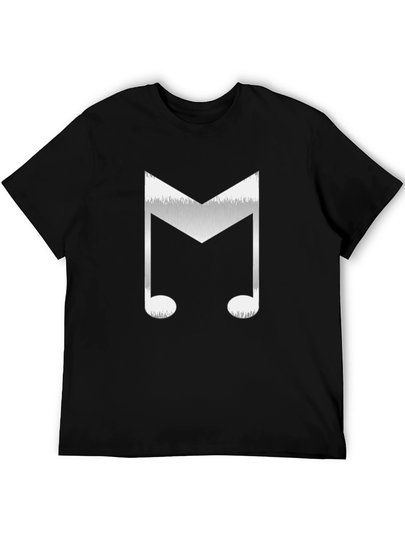 Music Note Letter M Graphic Tee - Black Cotton Blend