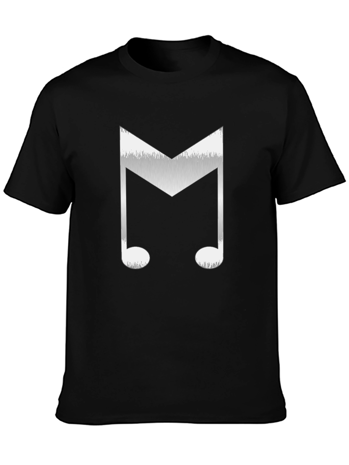 Music Note Letter M Graphic Tee - Black Cotton Blend