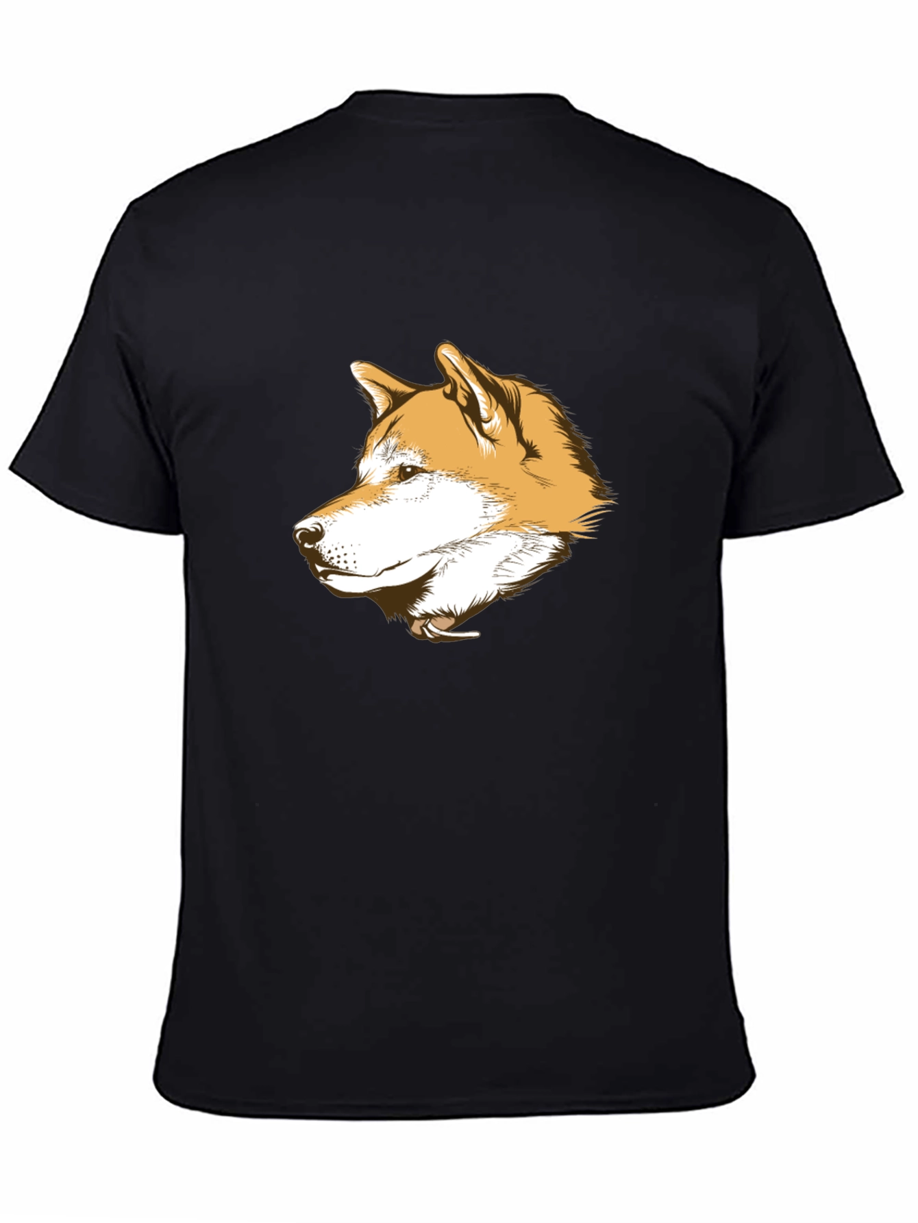 Shiba Inu Dog Head Graphic Tee - Black Cotton T-Shirt