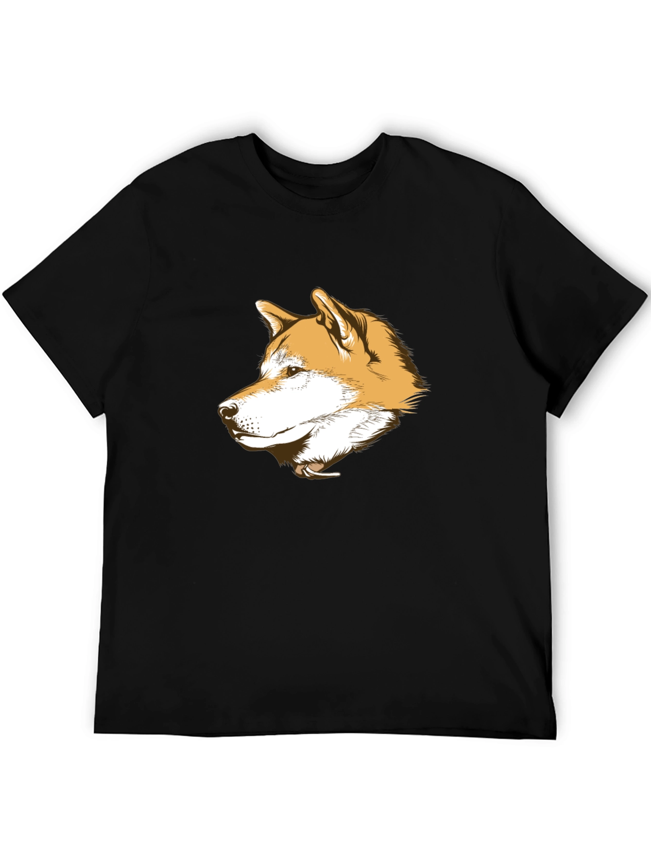 Shiba Inu Dog Head Graphic Tee - Black Cotton T-Shirt