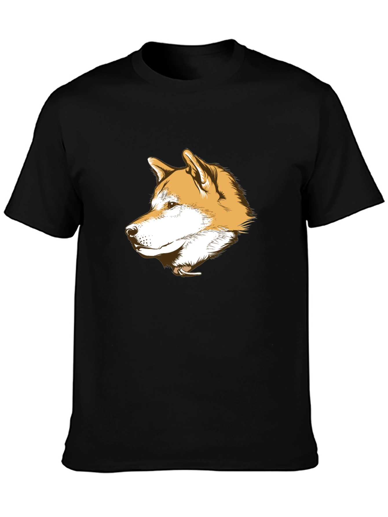 Shiba Inu Dog Head Graphic Tee - Black Cotton T-Shirt