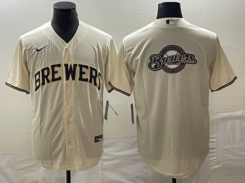 Men's Milwaukee Brewers Cream Home Replica Team Jerseys