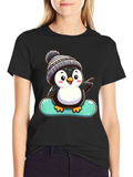 Penguin Snowboarder Graphic Tee