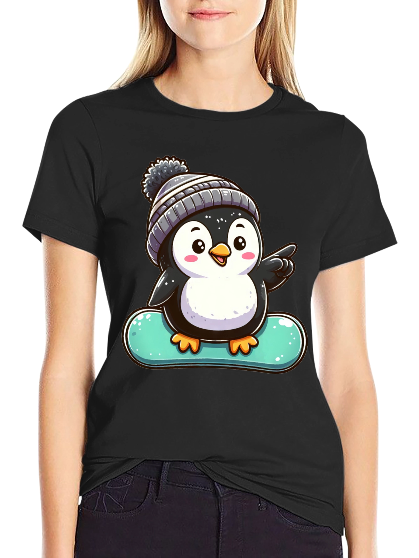 Penguin Snowboarder Graphic Tee