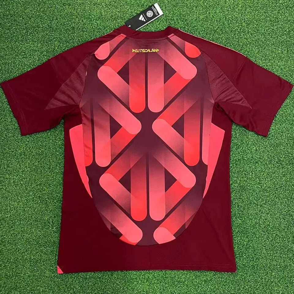 2025/26 Germany Away Red Fans Soccer Jersey (2 Star 两星） Detail 3