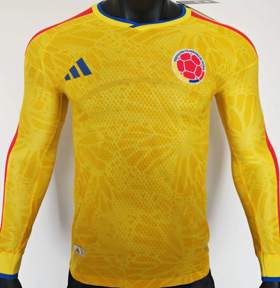 2026/27 Colombia Home Yellow Player Version Long Sleeve Soccer Jersey Front